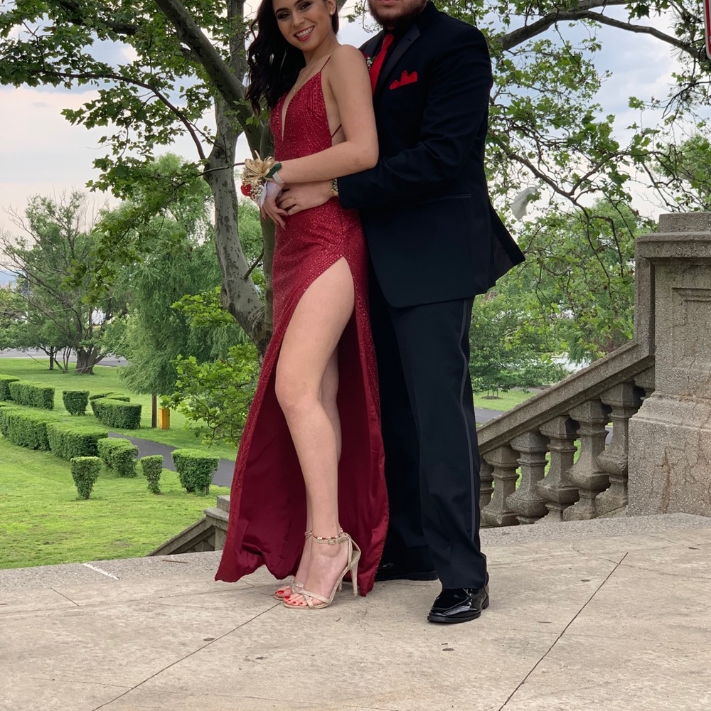 Meshki Red Gemstone Prom dress
